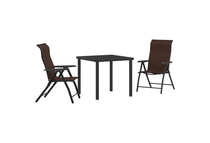 vidaXL Gartenstuhl 3-teiliges Garten-Esstisch-Set in Braun aus Poly-Rattan (3 St) von vidaXL