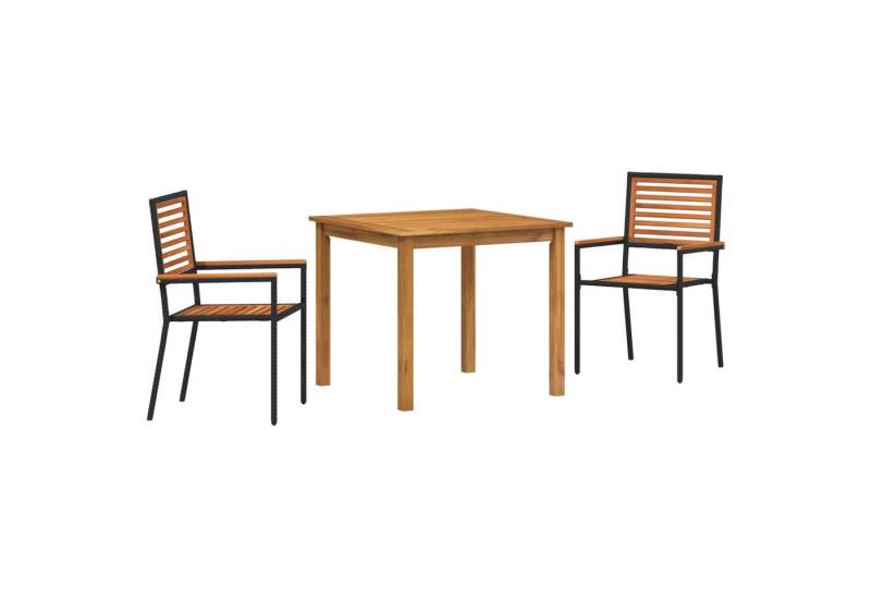 vidaXL Gartenstuhl 3-teiliges Garten Esstisch Set schwarzes Poly Rattan (3 St) von vidaXL