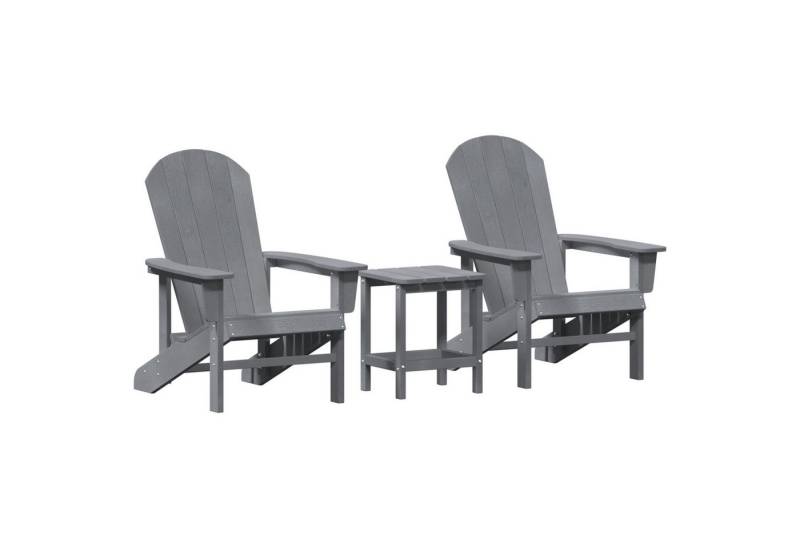 vidaXL Gartenstuhl 3-teiliges Garten-Lounge-Set Hellgrau HDPE (3 St) von vidaXL