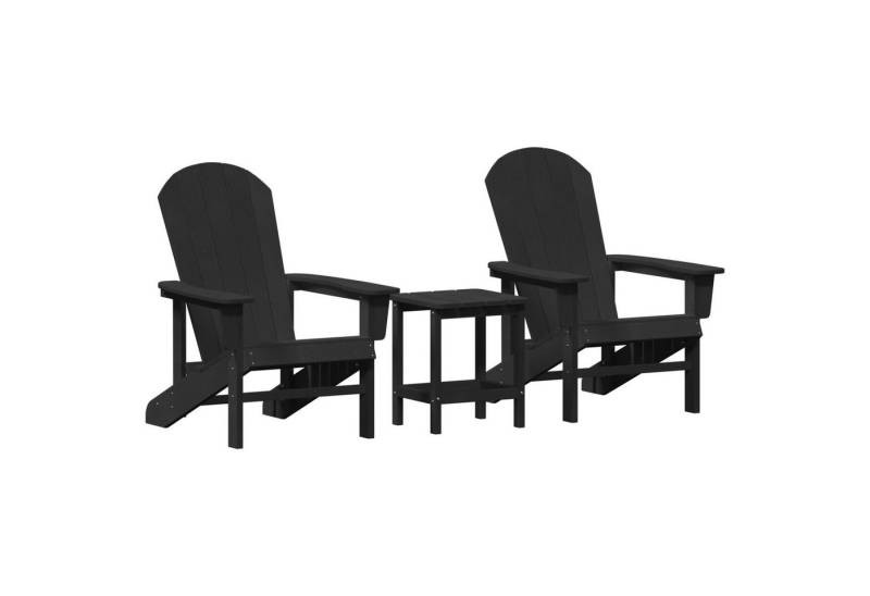 vidaXL Gartenstuhl 3-teiliges Garten-Lounge-Set Schwarz HDPE (3 St) von vidaXL