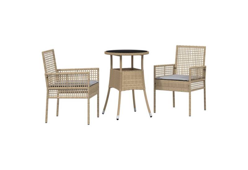 vidaXL Gartenstuhl 3-tlg. Garten-Essgruppe Beige Poly Rattan (3 St) von vidaXL