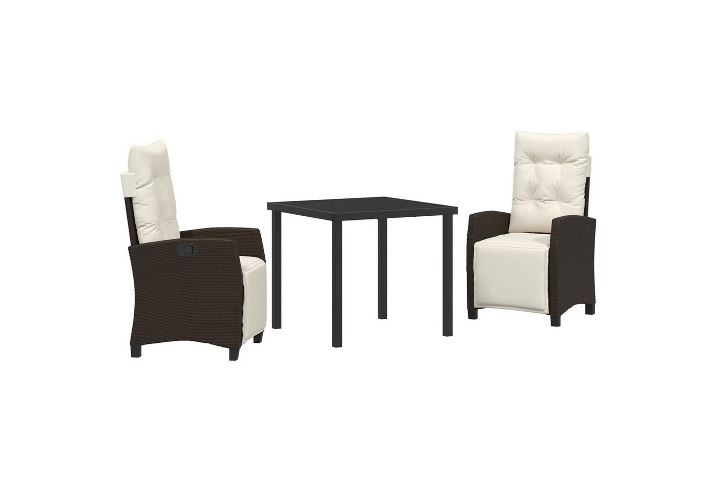 vidaXL Gartenstuhl 3-tlg. Garten-Essgruppe Braun Poly Rattan (3 St) von vidaXL