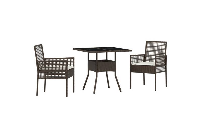 vidaXL Gartenstuhl 3-tlg. Garten-Essgruppe Braun Poly Rattan (3 St) von vidaXL