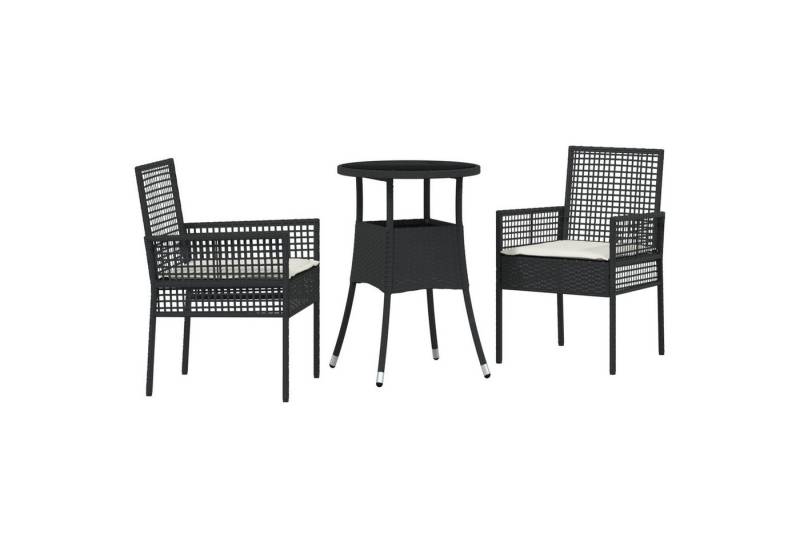 vidaXL Gartenstuhl 3-tlg. Garten-Essgruppe Schwarz Poly Rattan (3 St) von vidaXL