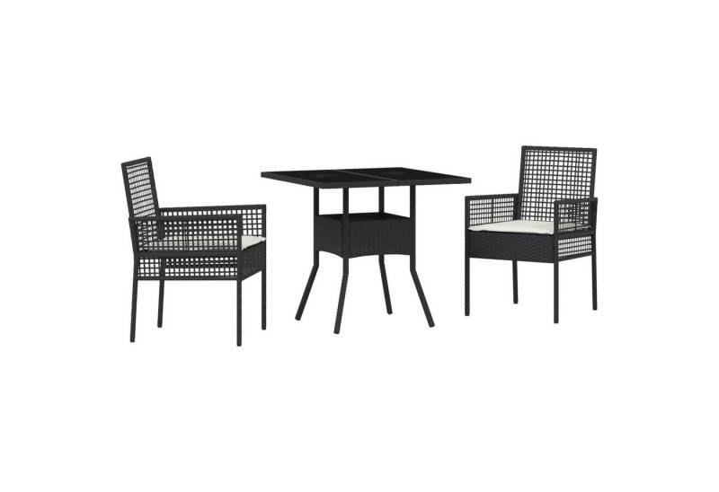 vidaXL Gartenstuhl 3-tlg. Garten-Essgruppe Schwarz Poly Rattan (3 St) von vidaXL