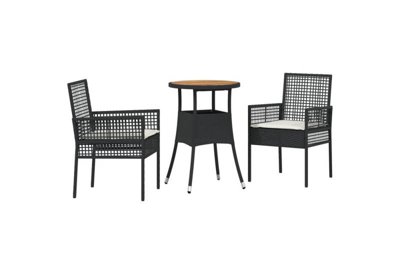 vidaXL Gartenstuhl 3-tlg. Garten-Essgruppe Schwarz Poly Rattan (3 St) von vidaXL