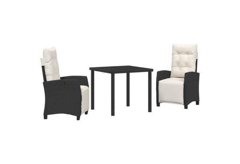 vidaXL Gartenstuhl 3-tlg. Garten-Essgruppe Schwarz Poly Rattan (3 St) von vidaXL