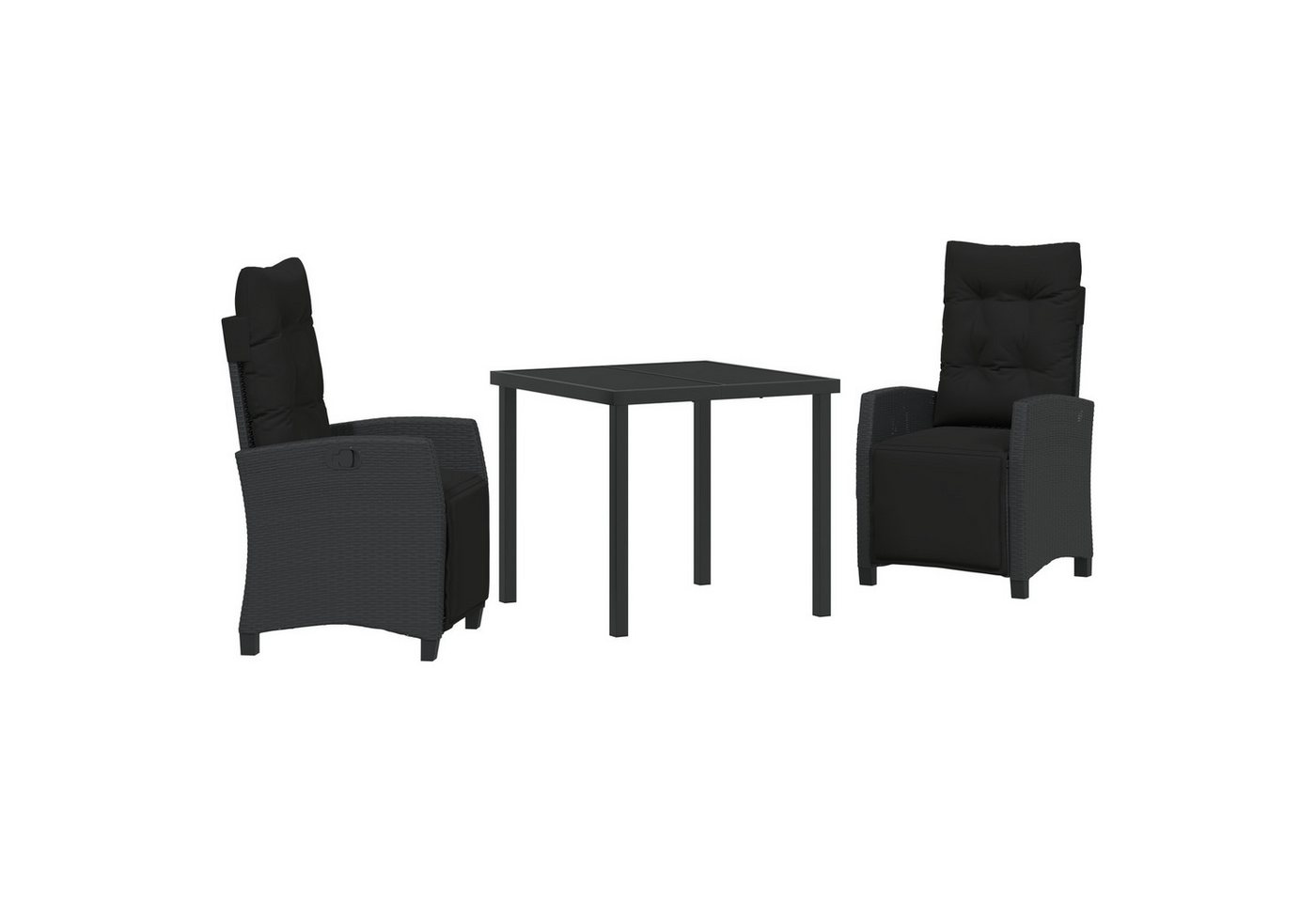 vidaXL Gartenstuhl 3-teiliges Essset für den Garten, Schwarz, aus Poly Rattan. (3 St) von vidaXL