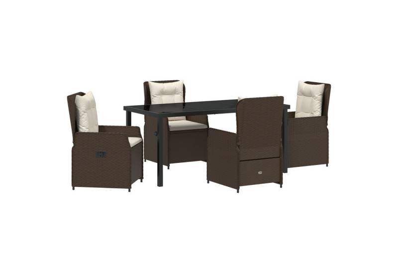 vidaXL Gartenstuhl 5-Teiliges Garten Essgruppe Braun Poly-Rattan (5 St) von vidaXL