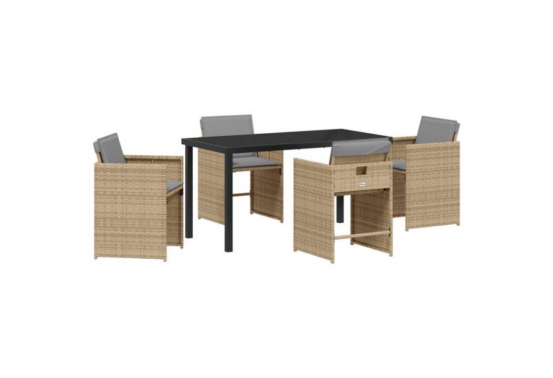 vidaXL Gartenstuhl 5 Teiliges Garten-Essgruppe mit Kissen Beige Poly Rattan (5 St) von vidaXL