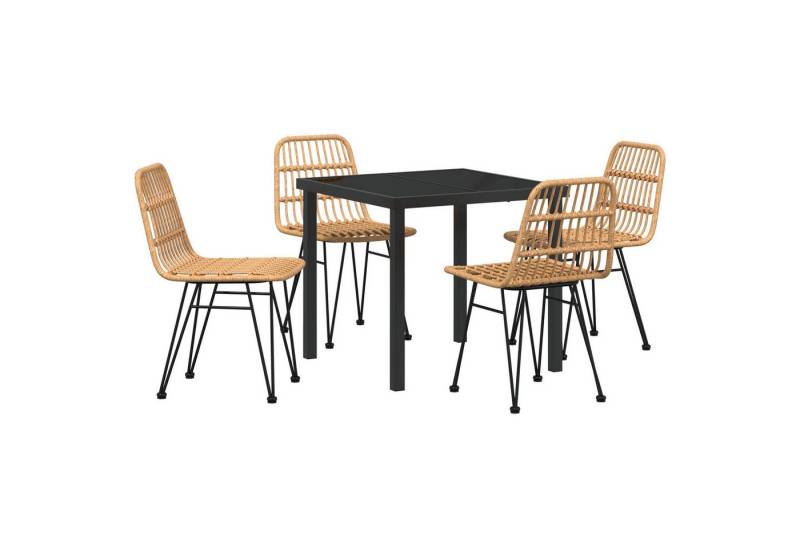 vidaXL Gartenstuhl 5-teiliges Garten-Ess-Set Brauner Poly Rattan (5 St) von vidaXL