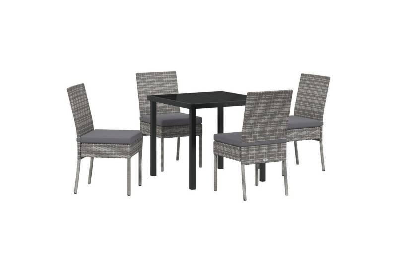 vidaXL Gartenstuhl 5-teiliges Garten-Ess-Set Grau Poly-Rattan (5 St) von vidaXL