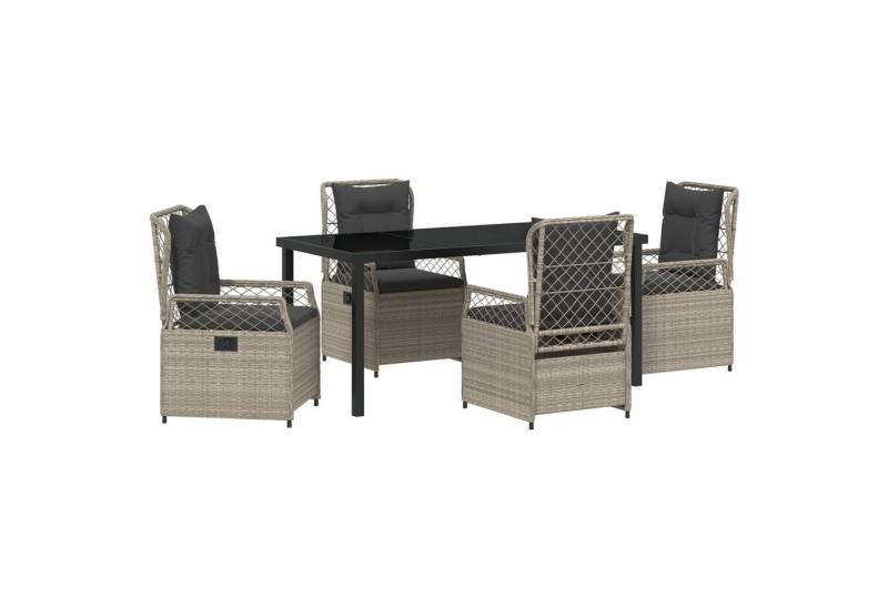 vidaXL Gartenstuhl 5-teiliges Garten-Ess-Set Hellgrau Poly-Rattan (5 St) von vidaXL