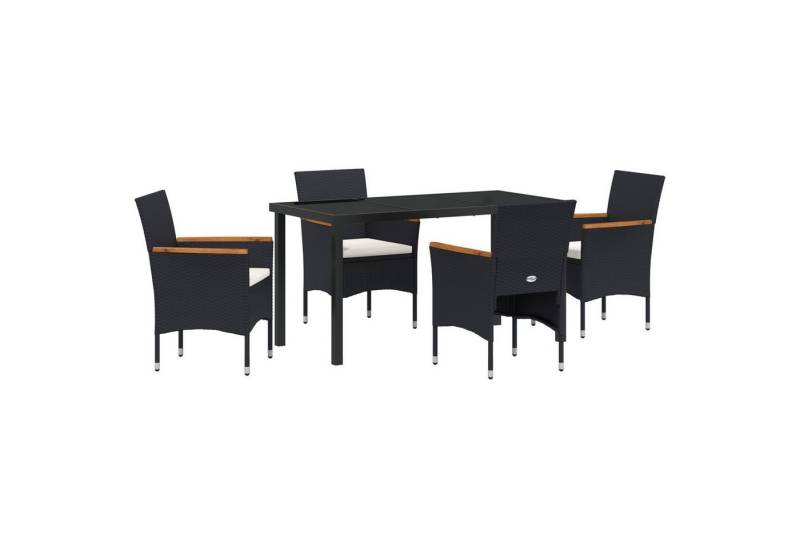 vidaXL Gartenstuhl 5-teiliges Garten-Ess-Set Schwarz Poly-Rattan (5 St) von vidaXL