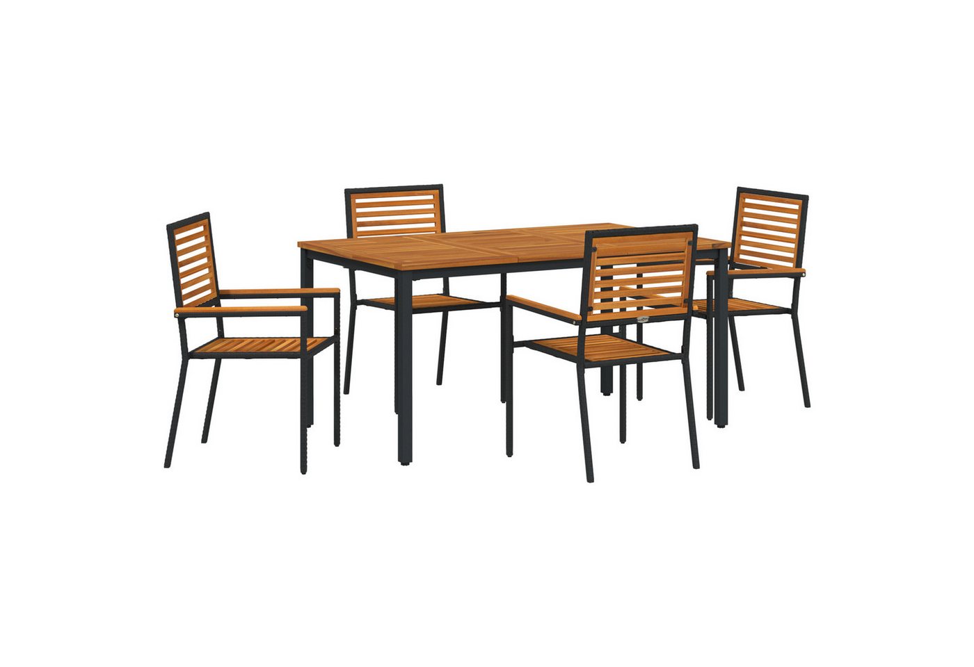 vidaXL Gartenstuhl 5-teiliges Garten-Ess-Set Schwarz Poly Rattan (5 St) von vidaXL
