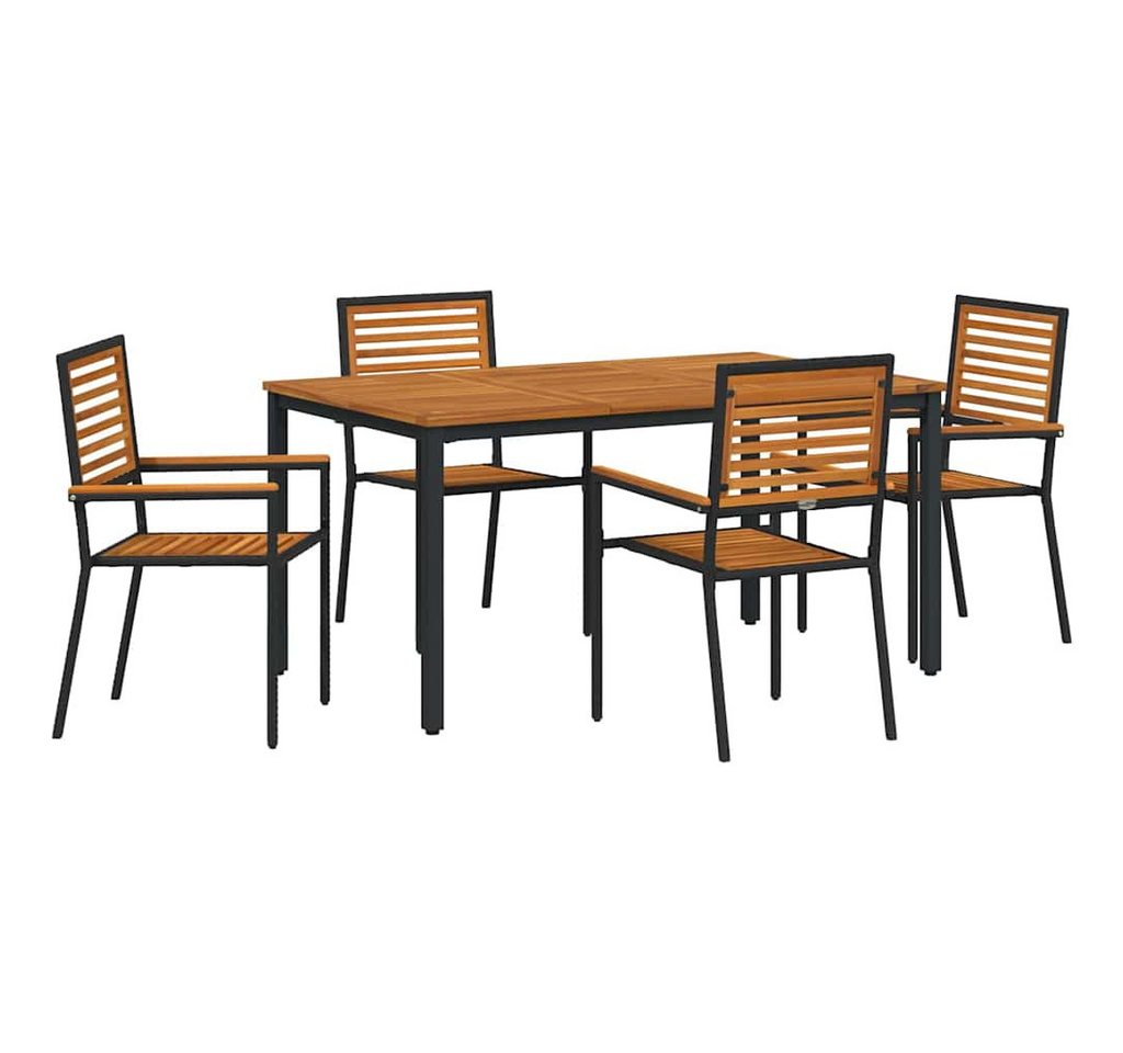 vidaXL Gartenstuhl Garten Essgruppe 5 pcs Schwarz 150 x 90 x 75 cm Poly-Rattan (5 St) von vidaXL
