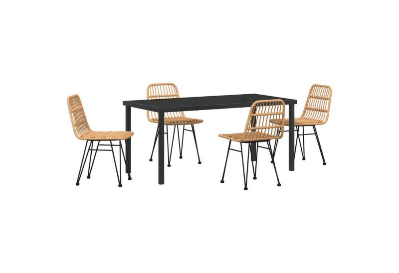 vidaXL Gartenstuhl 5-teiliges Garten-Essgruppe Braun Poly Rattan (5 St) von vidaXL