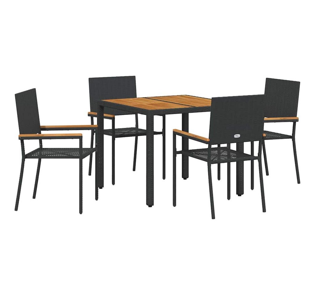 vidaXL Gartenstuhl Garten Essgruppe 5 pcs Schwarz und Braun 90 x 90 x 75 cm (5 St) von vidaXL