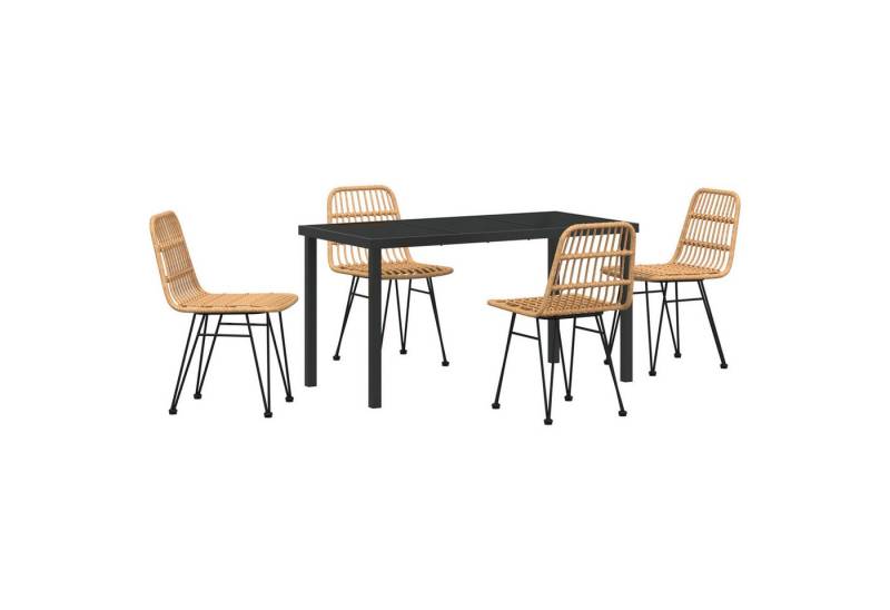 vidaXL Gartenstuhl 5-teiliges Garten-Essplatz-Set braun Poly Rattan (4 St) von vidaXL