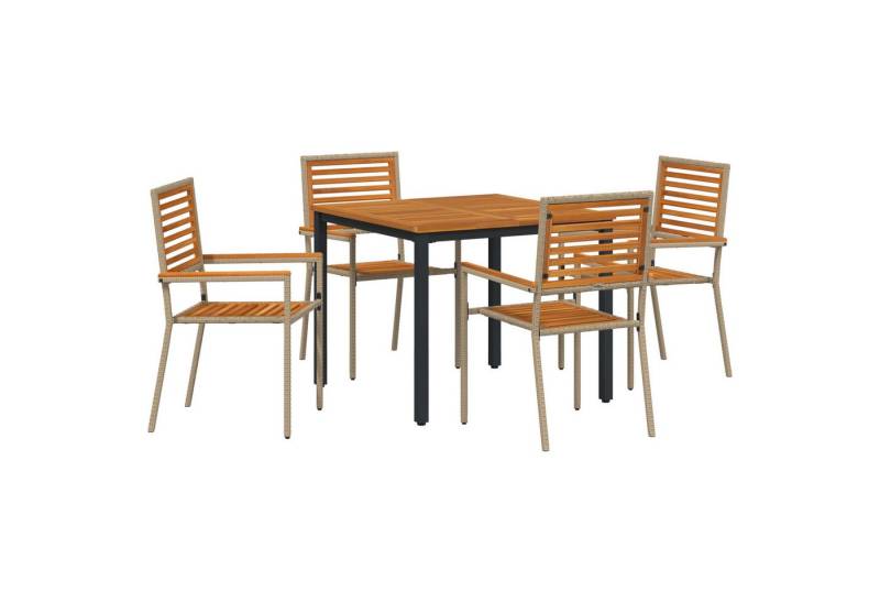 vidaXL Gartenstuhl 5-teiliges Garten Essset Beige Poly Rattan (5 St) von vidaXL