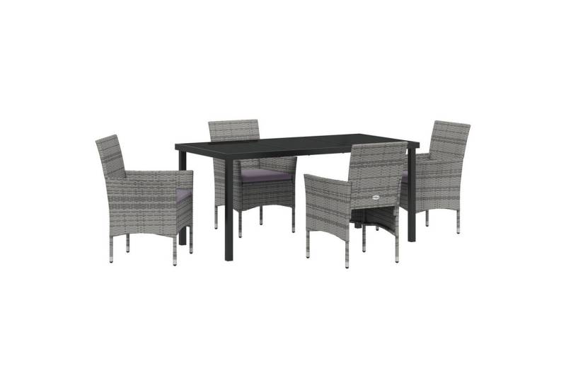 vidaXL Gartenstuhl 5-teiliges Garten-Essset Grau Poly-Rattan (5 St) von vidaXL