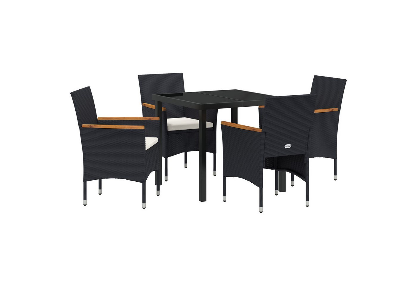 vidaXL Gartenstuhl 5-teiliges Garten-Essset Schwarz Poly Rattan (5 St) von vidaXL