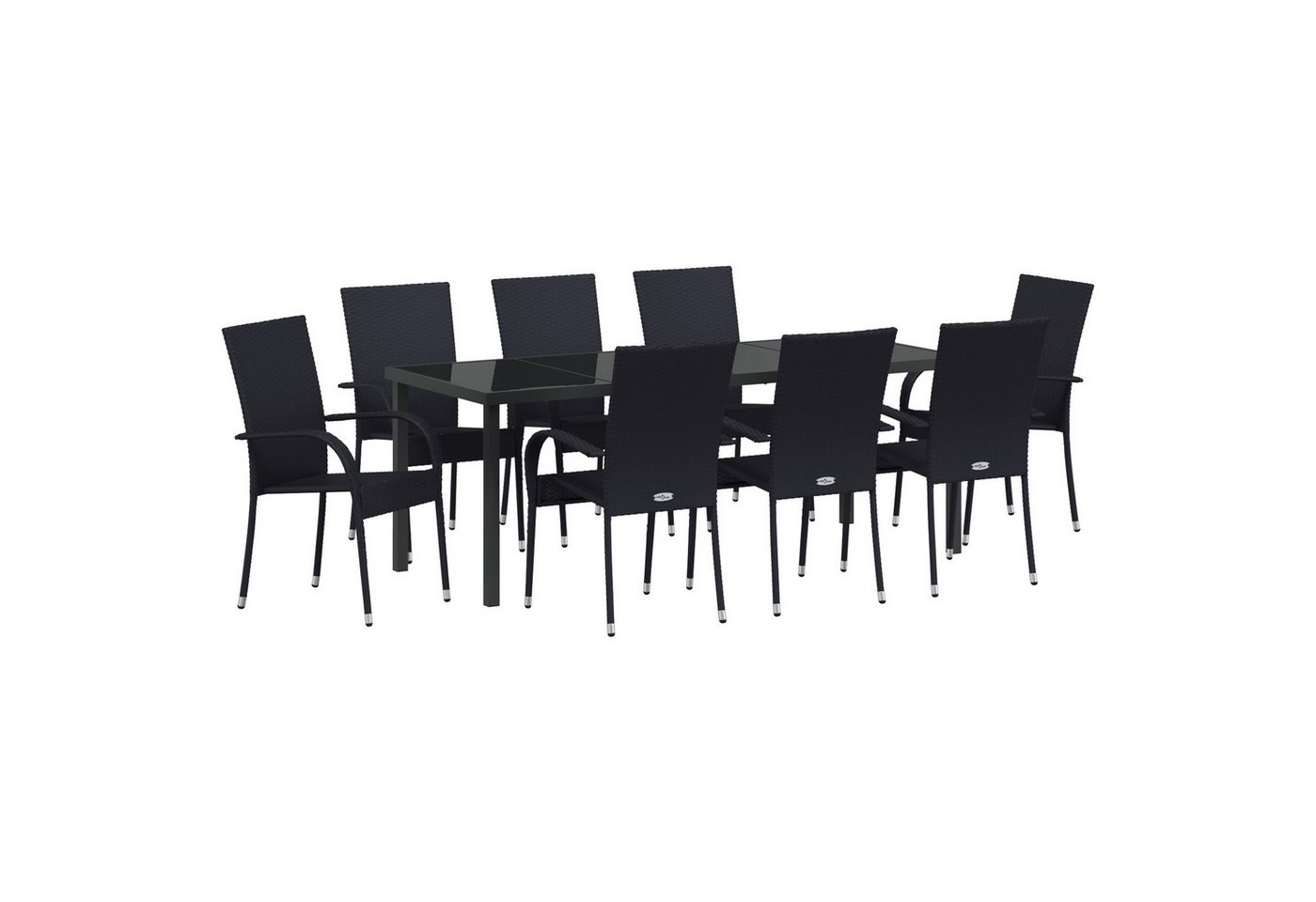 vidaXL Gartenstuhl 5-teilige Garten-Essgruppe aus schwarzem Poly-Rattan (9 St) von vidaXL