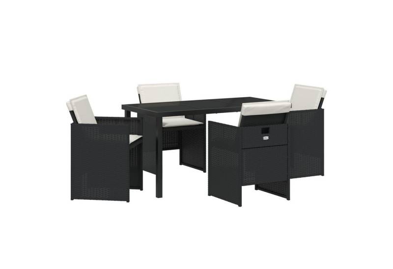 vidaXL Gartenstuhl 5-teiliges Garten-Essset mit Kissen in Schwarz Poly-Rattan (5 St) von vidaXL
