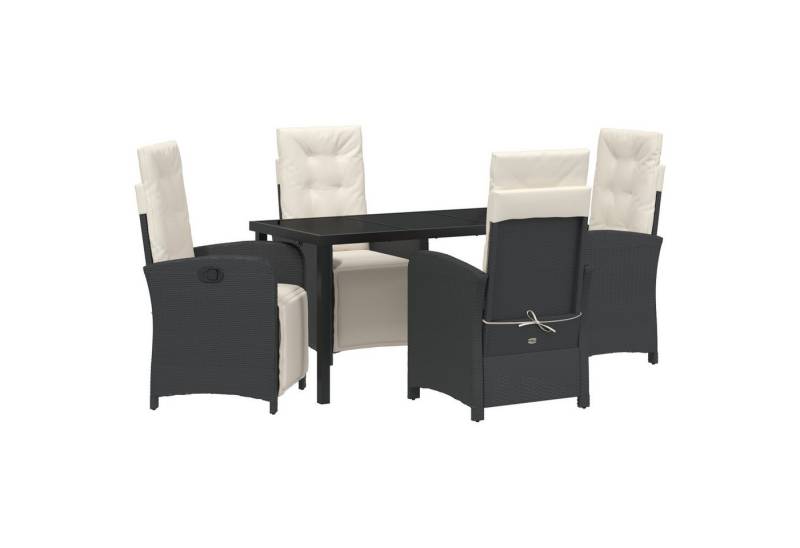 vidaXL Gartenstuhl 5-teiliges Garten-Essset mit Kissen in Schwarz Poly Rattan (5 St) von vidaXL