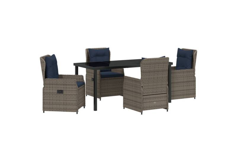 vidaXL Gartenstuhl 5-teiliges Garten-Esstisch-Set Graues Poly-Rattan (5 St) von vidaXL