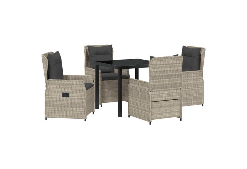 vidaXL Gartenstuhl 5-teiliges Garten Esstisch Set Hellgrau Poly Rattan (5 St) von vidaXL