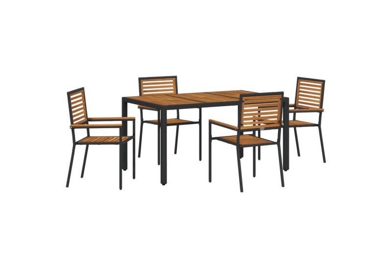 vidaXL Gartenstuhl 5-teiliges Garten Esstisch Set Schwarz Poly Rattan (5 St) von vidaXL
