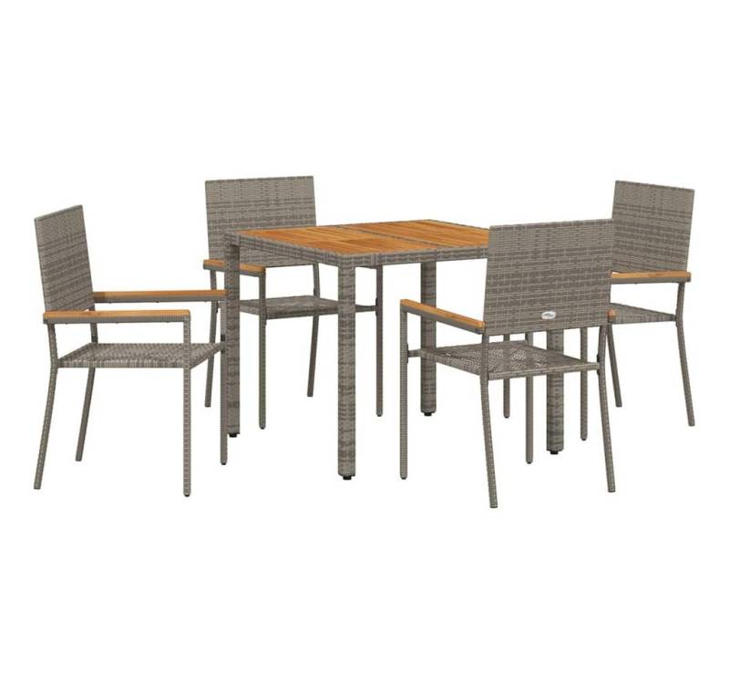 vidaXL Gartenstuhl Garten Essgruppe 5 pcs Grau 90 x 90 x 75 cm Poly-Rattan (5 St) von vidaXL
