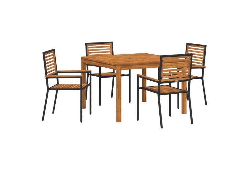 vidaXL Gartenstuhl 5-teiliges Garten Esszimmer Set Schwarzes Poly Rattan (5 St) von vidaXL