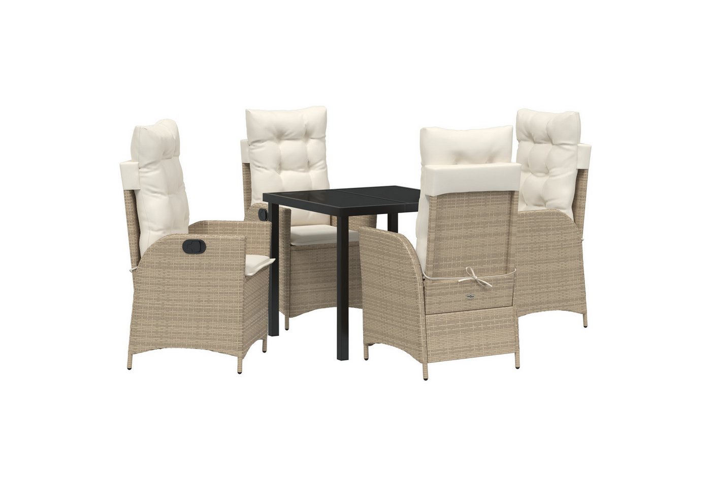 vidaXL Gartenstuhl 5-teiliges Garten-Esszimmer Set mit Kissen in Beige aus Poly-Rattan. (5 St) von vidaXL