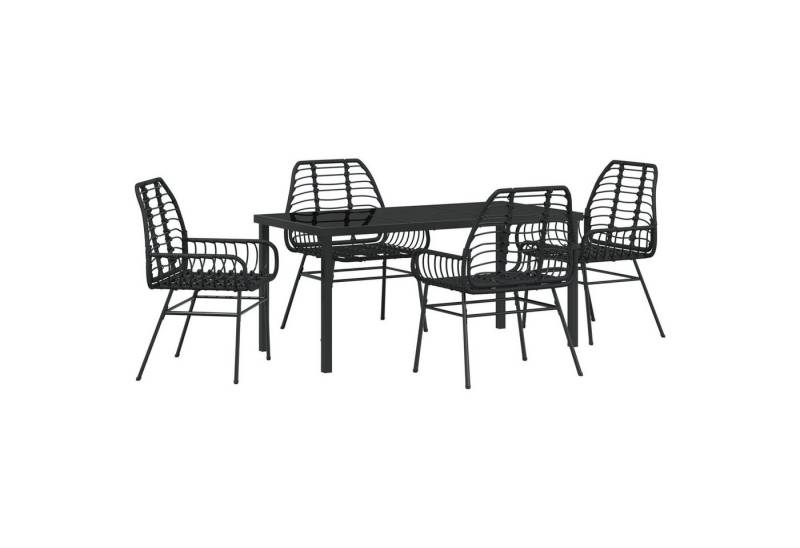 vidaXL Gartenstuhl 5-teiliges Gartentisch-Set Schwarz Poly Rattan (5 St) von vidaXL