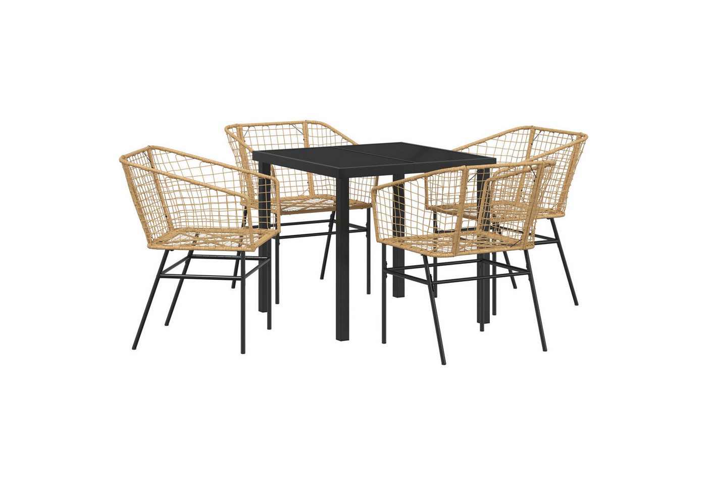 vidaXL Gartenstuhl 5-teiliges Gartentisch-Set in Braun aus Poly Rattan (5 St) von vidaXL