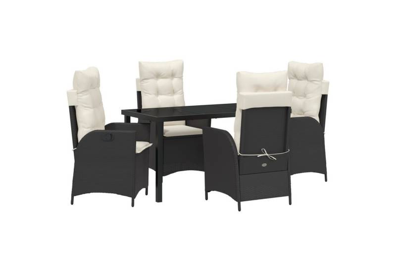 vidaXL Gartenstuhl 5-tlg. Garten-Essgruppe mit Kissen Schwarz Poly Rattan (5 St) von vidaXL