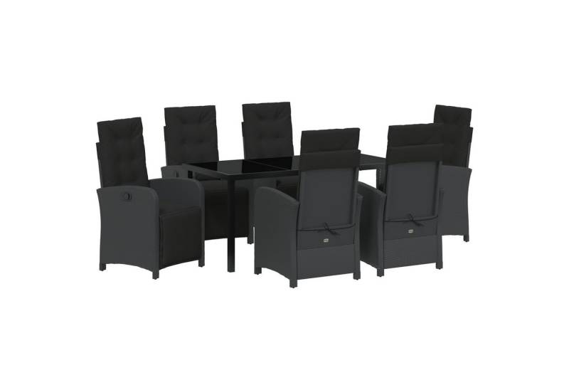 vidaXL Gartenstuhl 7-teilige Garten Essgruppe mit Kissen Schwarz Poly Rattan (7 St) von vidaXL