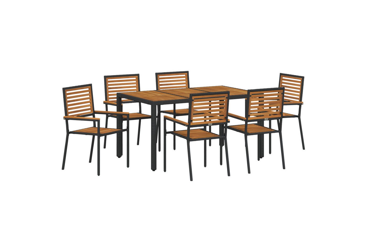 vidaXL Gartenstuhl 7-teilige Garten Essgruppe schwarz Poly Rattan (7 St) von vidaXL