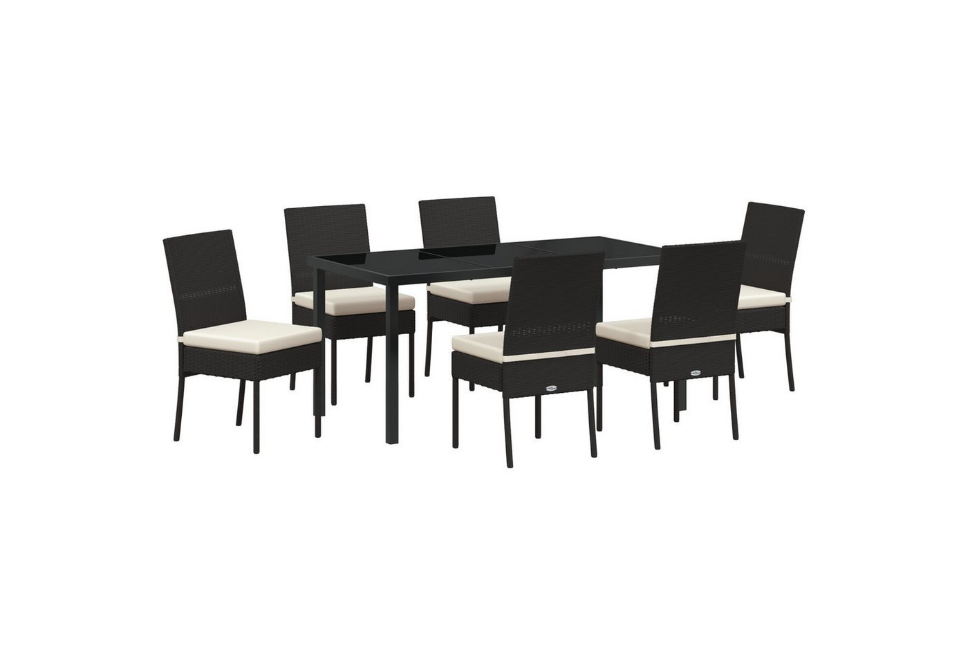 vidaXL Gartenstuhl 7-teiliges Garten-Essset Schwarz Poly-Rattan (7 St) von vidaXL