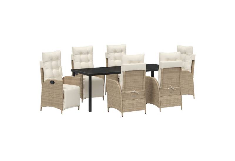 vidaXL Gartenstuhl 7-teiliges Garten-Esstisch-Set Beige Poly Rattan (7 St) von vidaXL