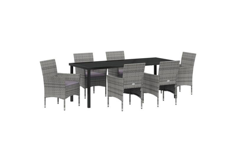 vidaXL Gartenstuhl 7-teiliges Garten-Esszimmer-Set Grau Poly Rattan (7 St) von vidaXL