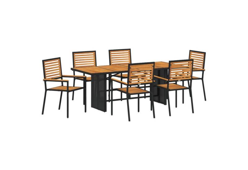vidaXL Gartenstuhl 7-teiliges Garten Esszimmer Set Schwarz Poly Rattan (5 St) von vidaXL