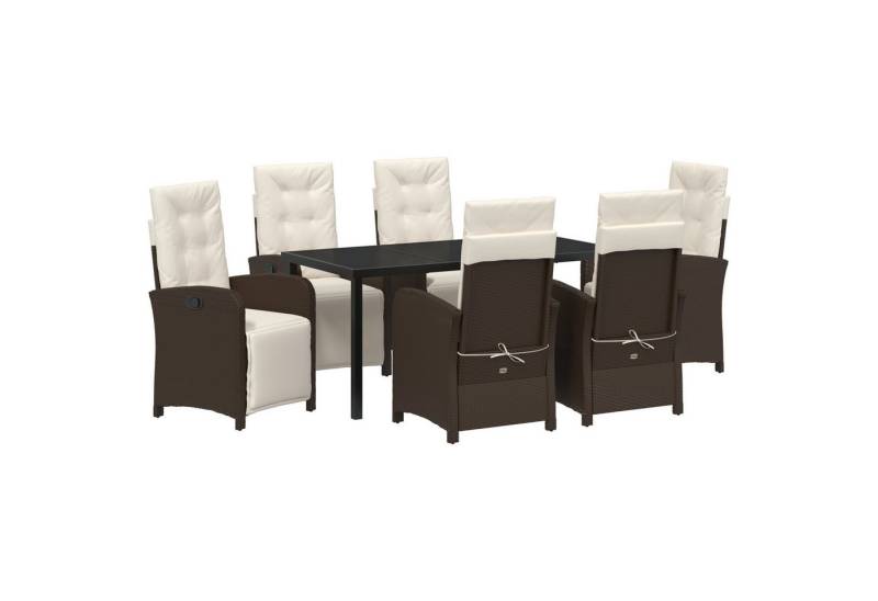 vidaXL Gartenstuhl 7-teiliges Garten Esszimmer Set mit Kissen in Braun aus Poly Rattan (7 St) von vidaXL