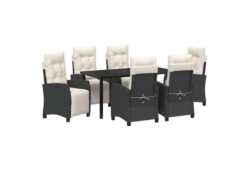 vidaXL Gartenstuhl 7-tlg. Garten-Essgruppe Schwarz Poly Rattan (7 St) von vidaXL