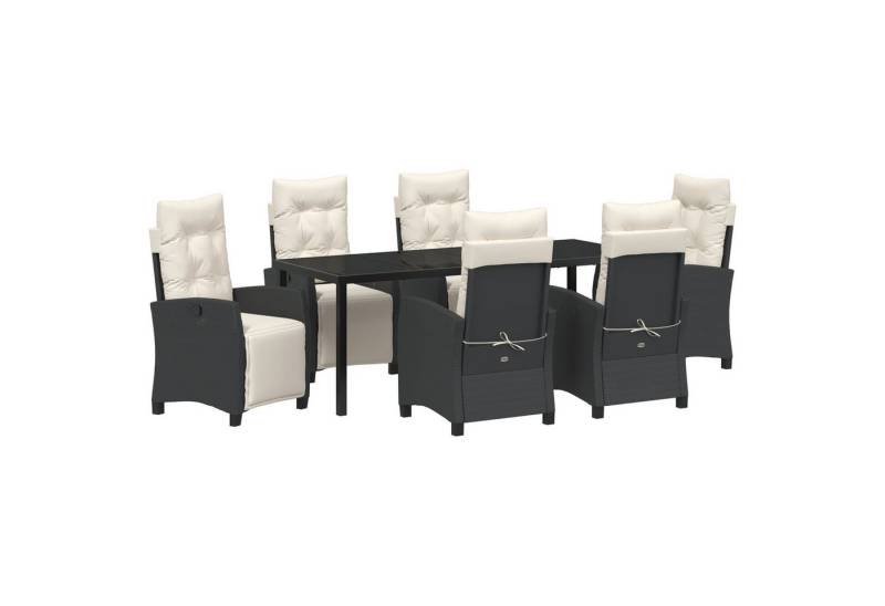vidaXL Gartenstuhl 7-tlg. Garten-Essgruppe Schwarz Poly Rattan (7 St) von vidaXL