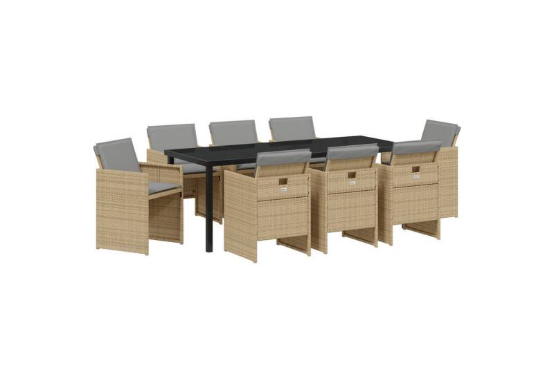 vidaXL Gartenstuhl 9-teilige Garten-Essgruppe mit Kissen in Beige aus Poly-Rattan (9 St) von vidaXL