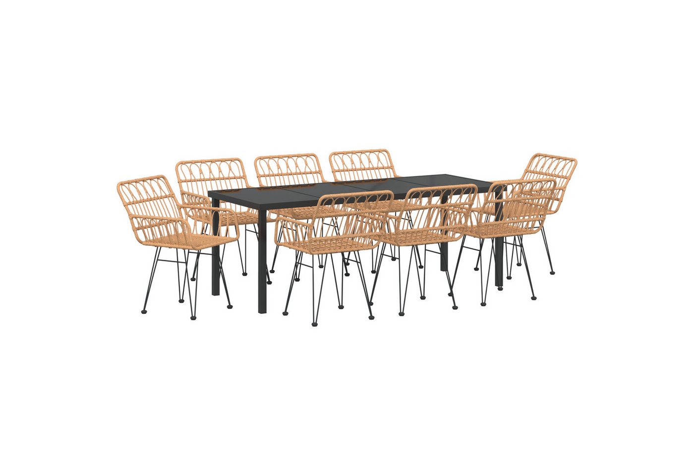 vidaXL Gartenstuhl 9-teiliges Garten-Dining-Set Brauner Poly-Rattan (9 St) von vidaXL