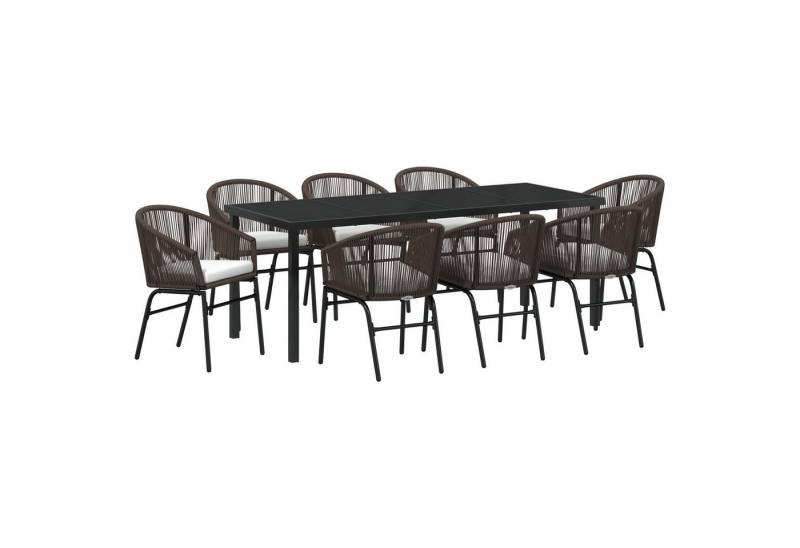 vidaXL Gartenstuhl 9-teiliges Garten-Ess-Set Braun Poly-Rattan (9 St) von vidaXL